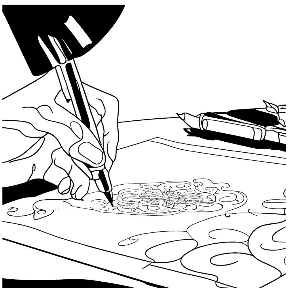 Use fine liners for crisp text outlines