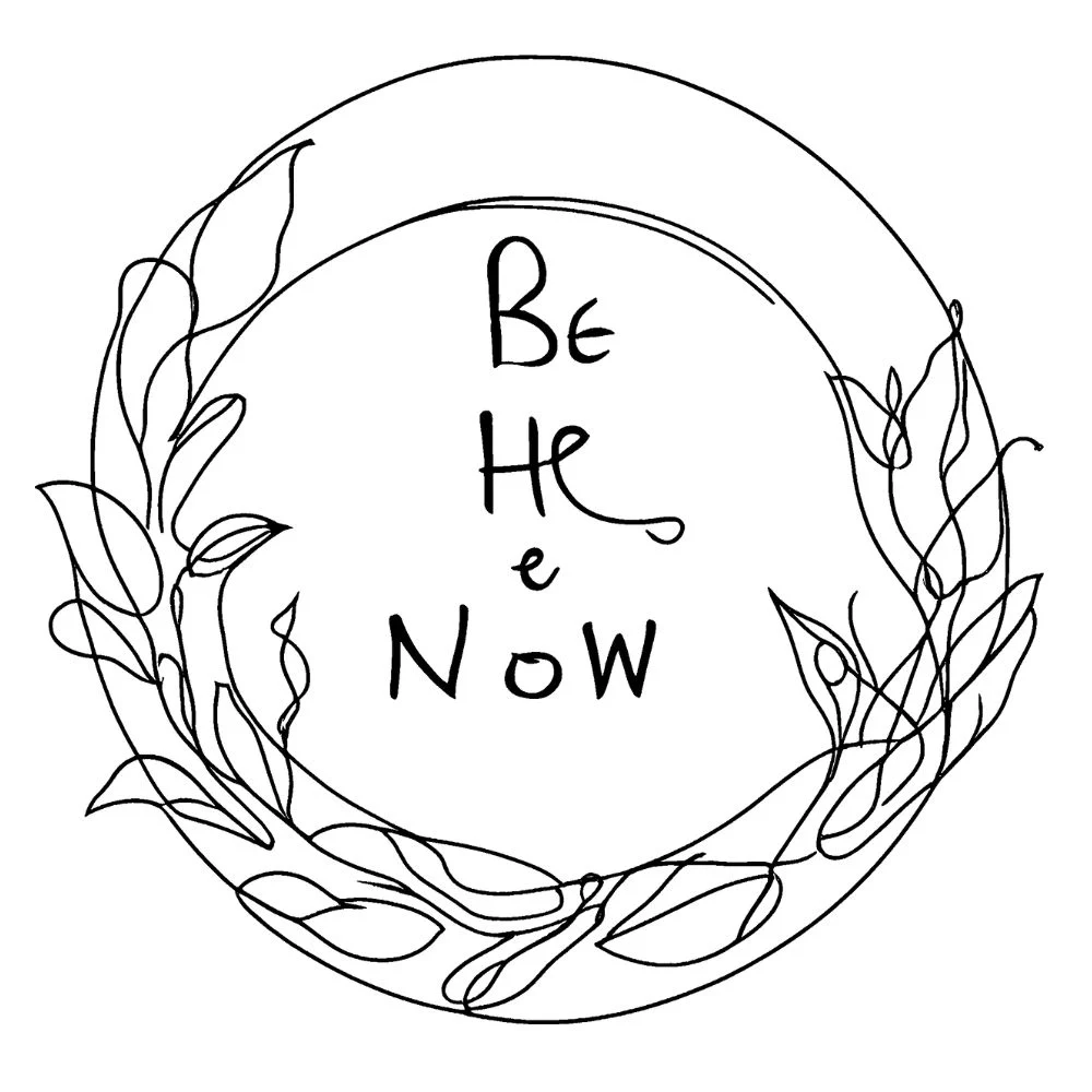 "Be Here Now" β Zen circle & leaves
