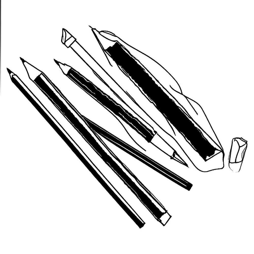 Try charcoal pencils for gritty textures