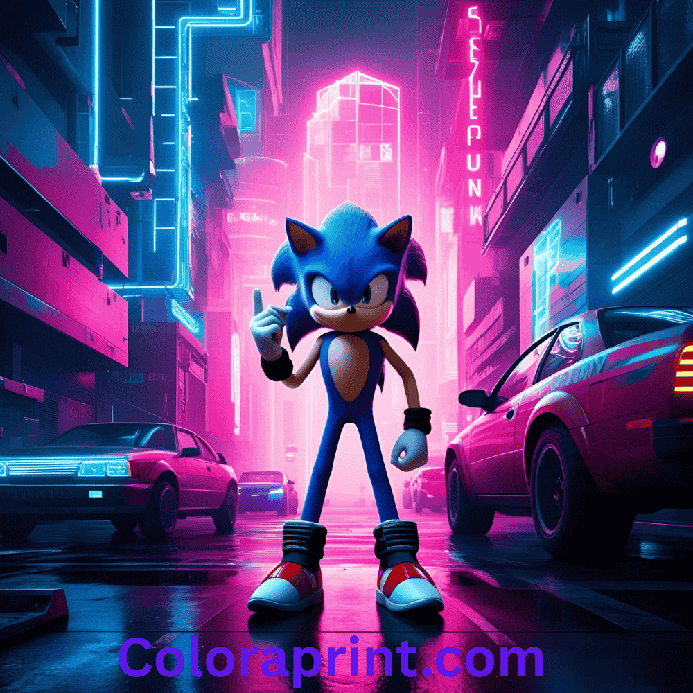 Sonic in Cyberpunk city β Neon lighting effects