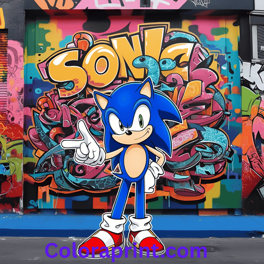 Sonic with graffiti background β Street art textures