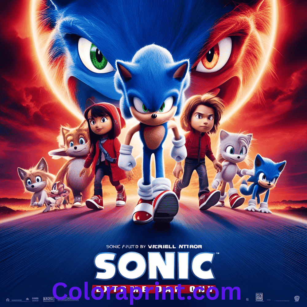Full Sonic movie poster scene β Extreme detail.