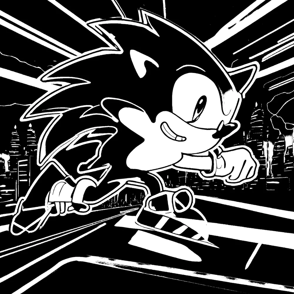 Sonic dodging lasers β Sci-fi elements