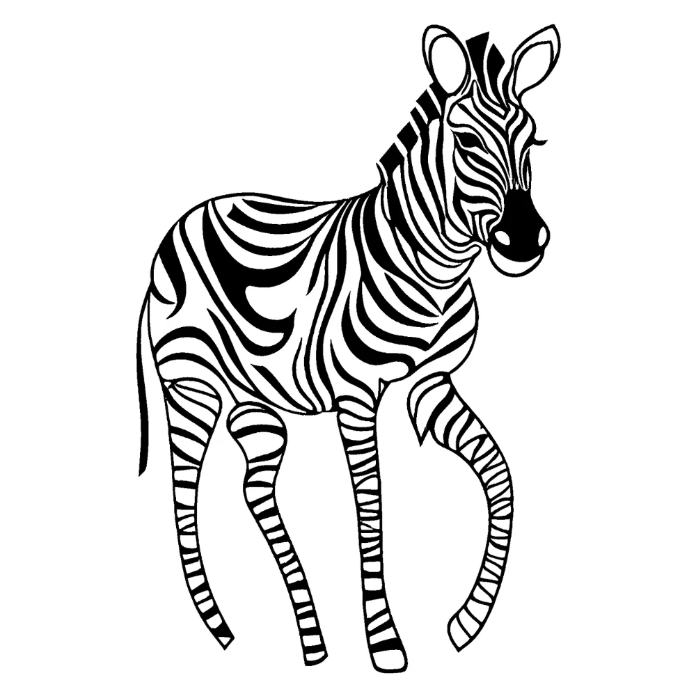 Zebra with intricate tribal patterns