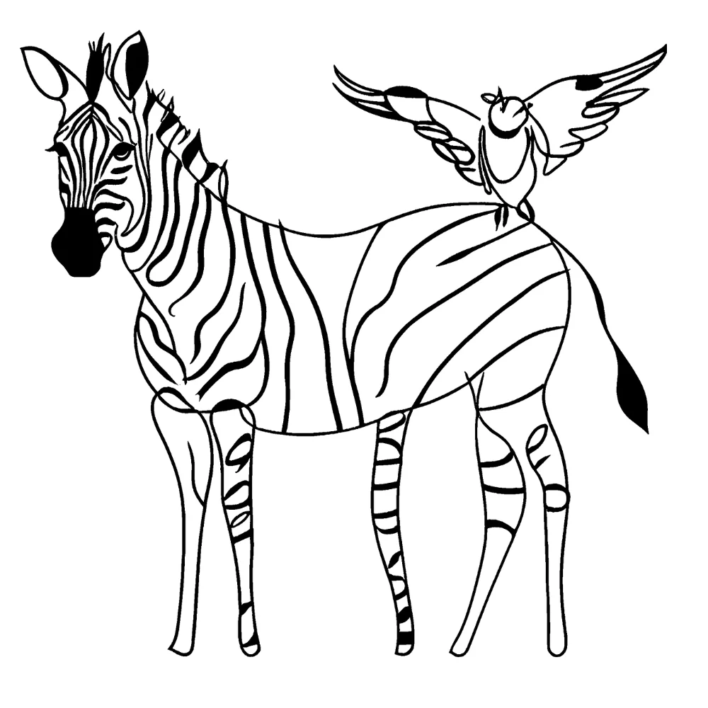 Zebra and birds (detailed background)