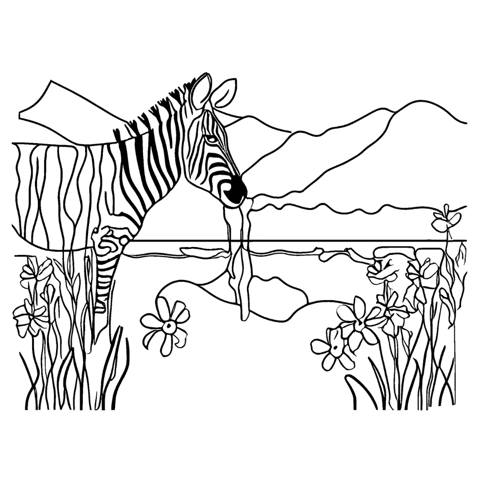 Zebra drinking water