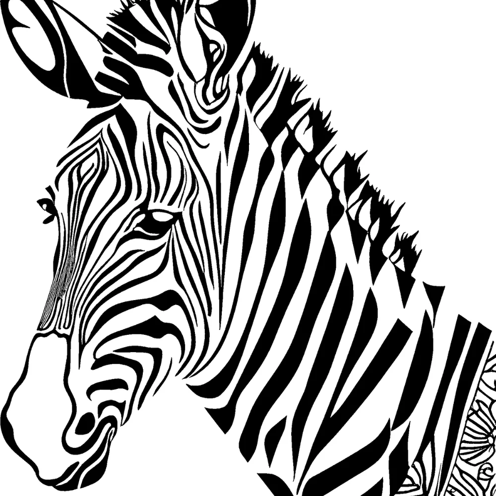 Zebra head with geometric patterns