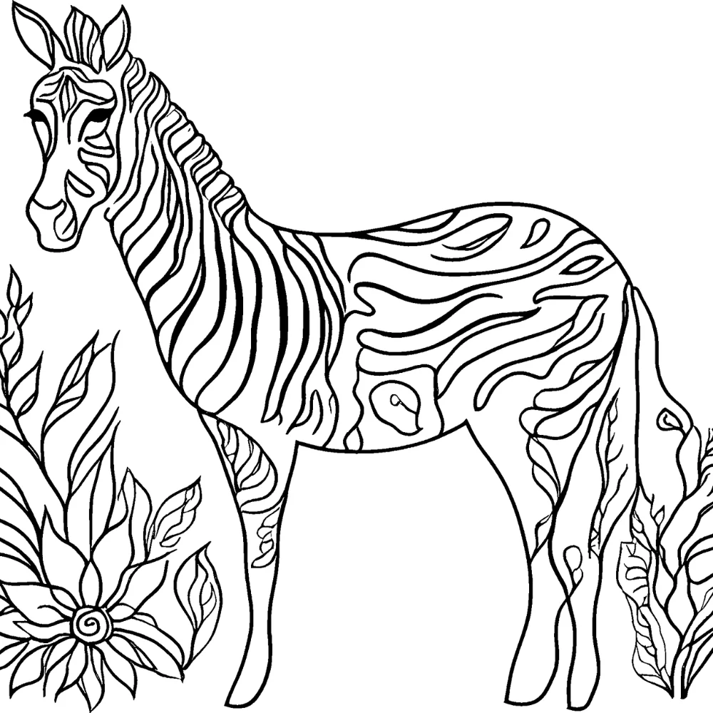 Zen-style zebra coloring page