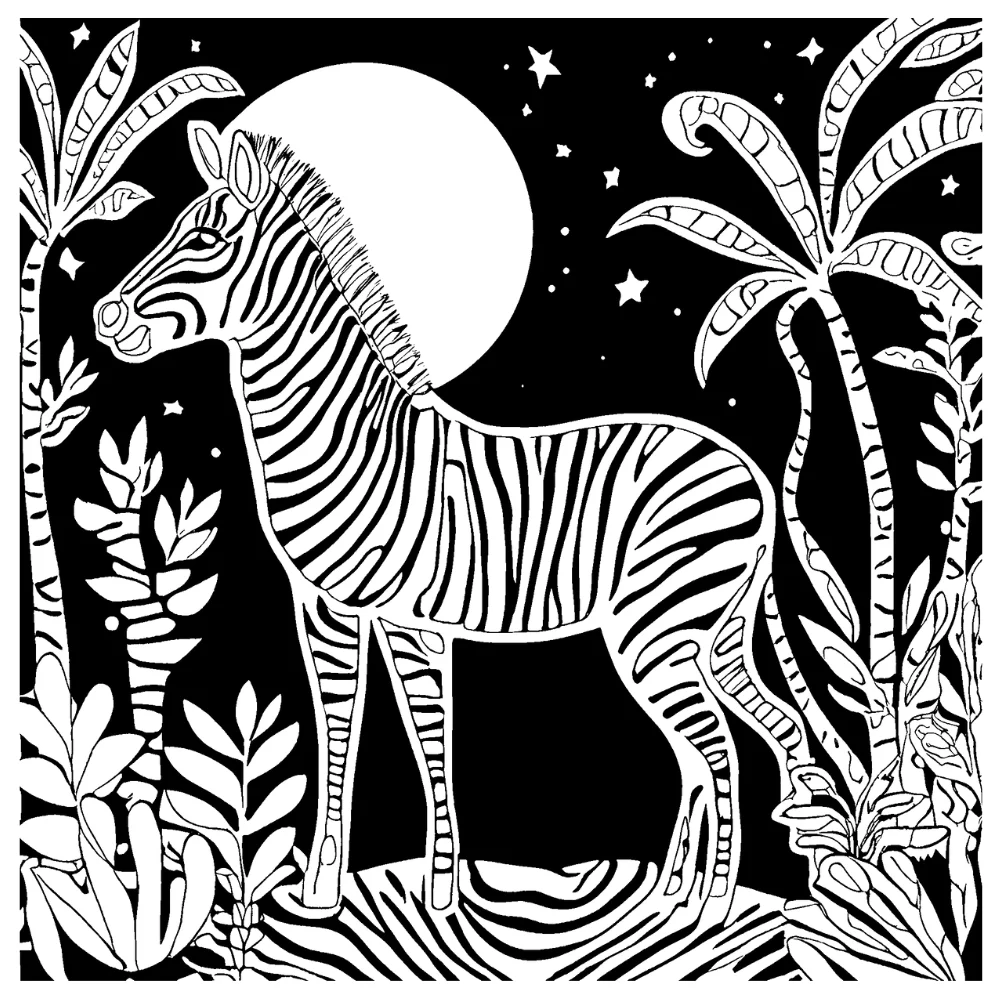 Neon zebra (glow-in-the-dark markers)
