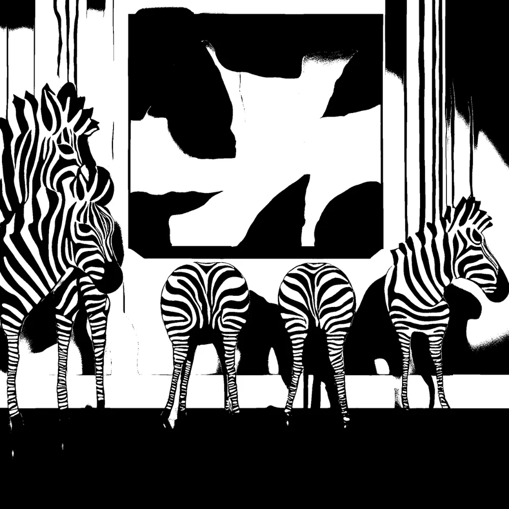 Display on a "zebra gallery wall"