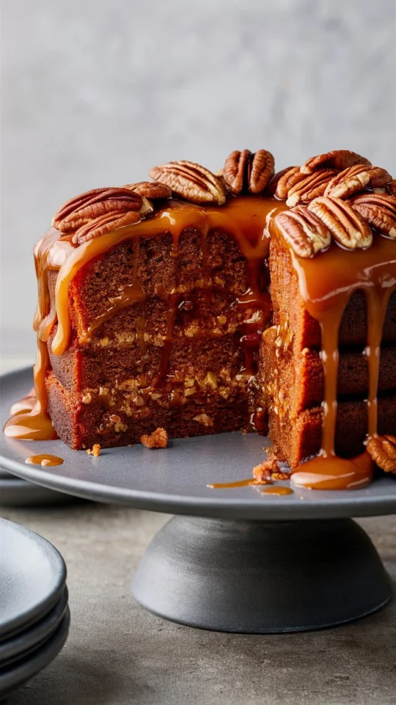 Easy Autumn Caramel Apple Pecan Cinnamon Spice Bundt Cake