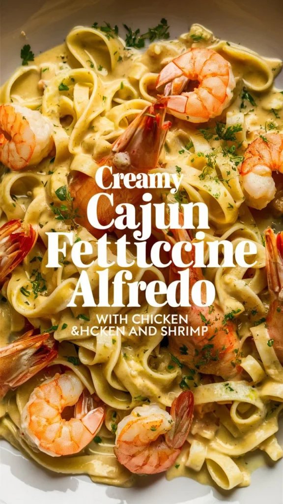 Spicy Cajun Shrimp Alfredo with Fettuccine