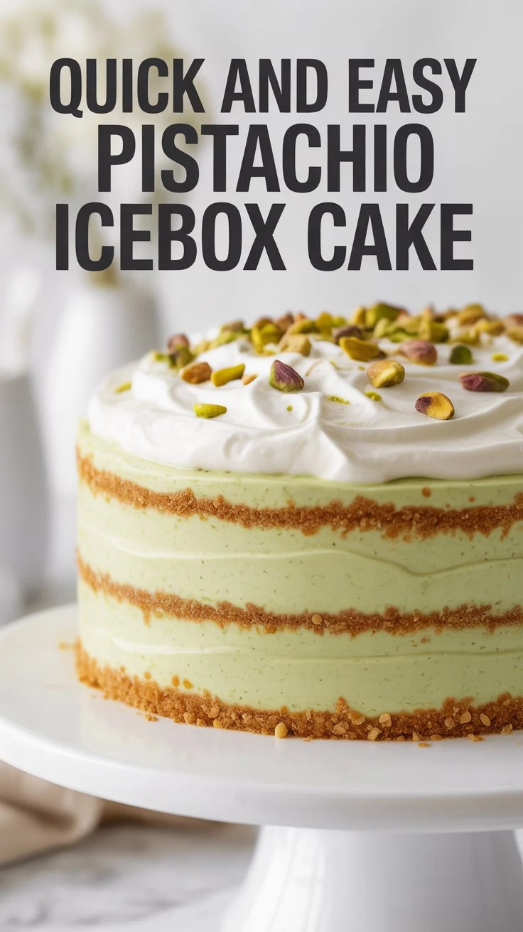 Pistachio Cake with Cream Cheese Whip and Chopped Pistachios Recipe