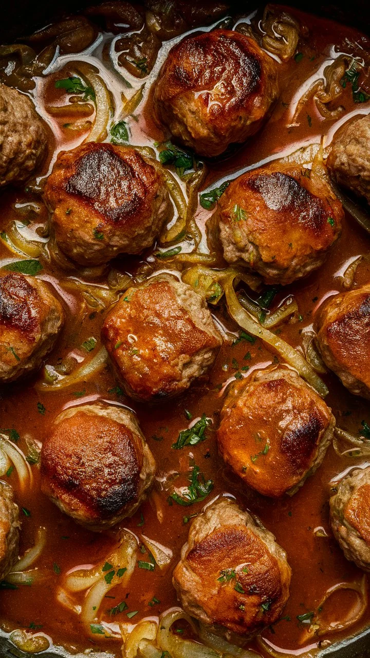 French Onion Meatballs